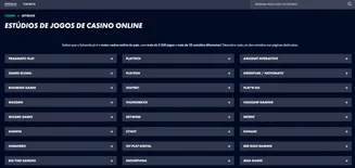 Lista de estúdios de jogos de casino disponíveis na Solverde.pt